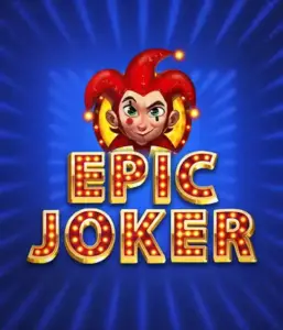 Experience the colorful world of the Epic Joker game by Relax Gaming, featuring a cheerful joker with a flaming hairstyle amid a dazzling blue background. This image captures the joy and humor of classic slots, perfect for fans of classic casino aesthetics, providing a charming adventure.